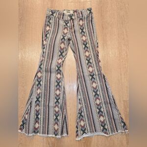 Rock & Roll Denim Girls Bargain Button Bell Bottom Southwestern Stripe Print 8